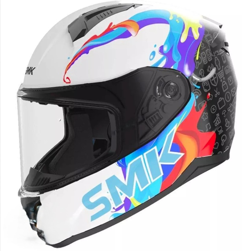 Шлем детский SMK BIONIC YOUTH SPLASH, цвет белый/фиолетовый/черный