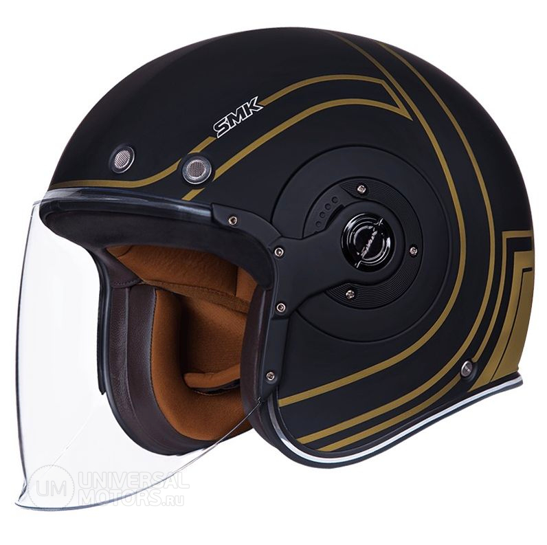 Шлем SMK RETRO JET CARRETERA, цвет матовый черный/золото